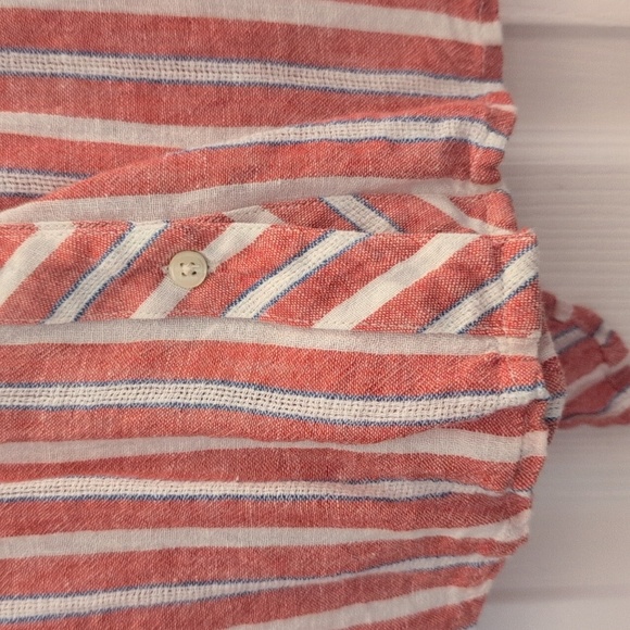 Lucky Brand XS Red and White Striped Button Down Shirt with Tie Back - Picture 6 of 10